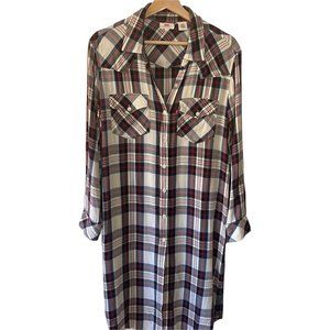 Levis Plaid Flannel Duster Dress Women's Size Medium - NWOT